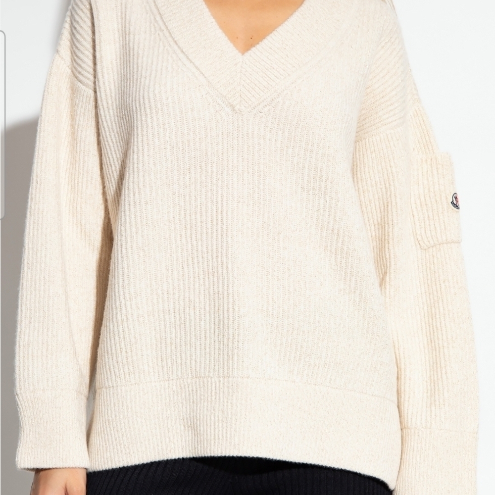 Moncler Cream V-Neck Sweater NWT!